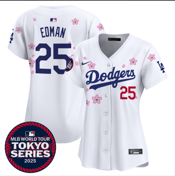 Women Los Angeles Dodgers 25 Edman Tokyo Series 2025 white Limited Stitched Jersey